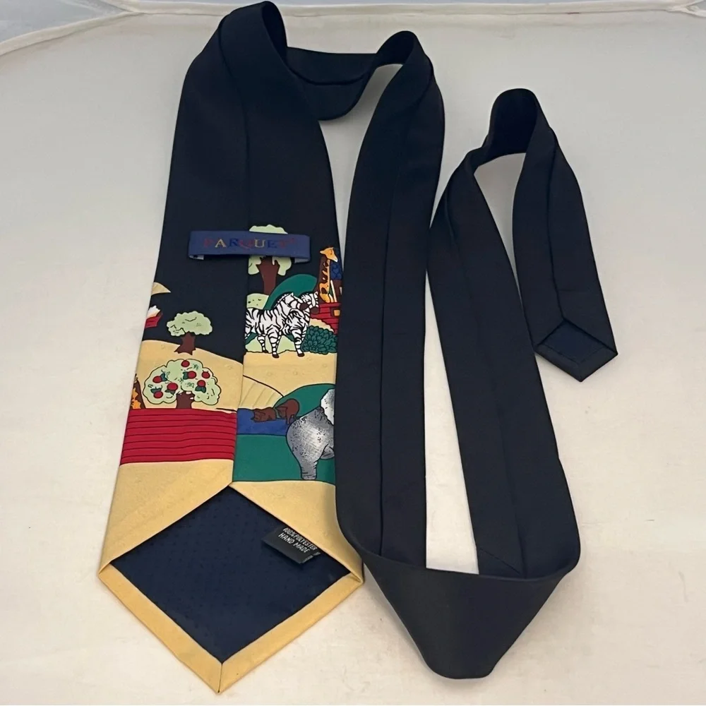 Parquet Noah's Ark Religious Themed Graphic Polyester Tie